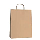 Yearol K01 25 Bolsas papel kraft con asa rizada reutilizables. 30 * 22 * 9 Regalos,...