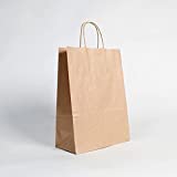 (250 uds.) Bolsas de Papel kraft BIODEGRADABLES con ASA RIZADA, para comercios,...