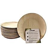 Platos redondos de hoja de palma desechables. 20 platos biodegradables Ø 15 cm. Vajilla...