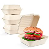 HAAGO 100 Envases de Bagazo para Hamburguesas para Llevar (15cm) - Biodegradables de Caña...