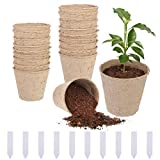 Litthing 20 Pcs Macetas Biodegradables para Flores Planta Semilleros Pote con Etiquetas...