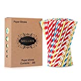 MELLIEX 200PCS Pajitas de Papel biodegradables Pajitas de Papel de Colores Pajitas...