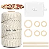 Philorn Hilo De Macramé 5mm x 100m, Cordones De Tejido Hilo De Algodón, Cordón De...