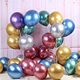 50 Globos de Latex Globos Metalizados Colores Surtidos 27 cm 10,6' Biodegradable Fabricado...