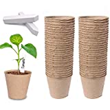Dsaren 100 Piezas 8cm Macetas Biodegradables Redondas Fibra Macetas Turba Semilleros con...